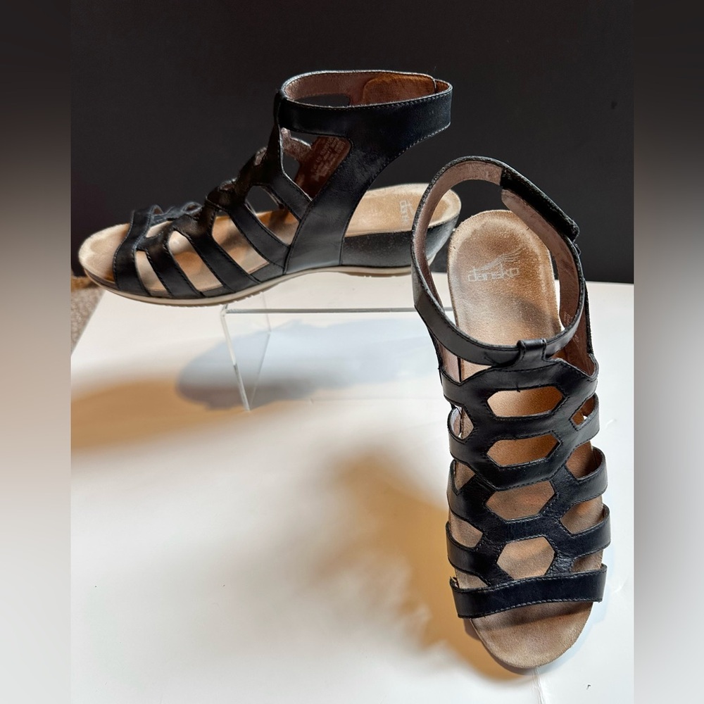 DANSKO Valentina Leather Sandal, black, size 9M 40 Eur
